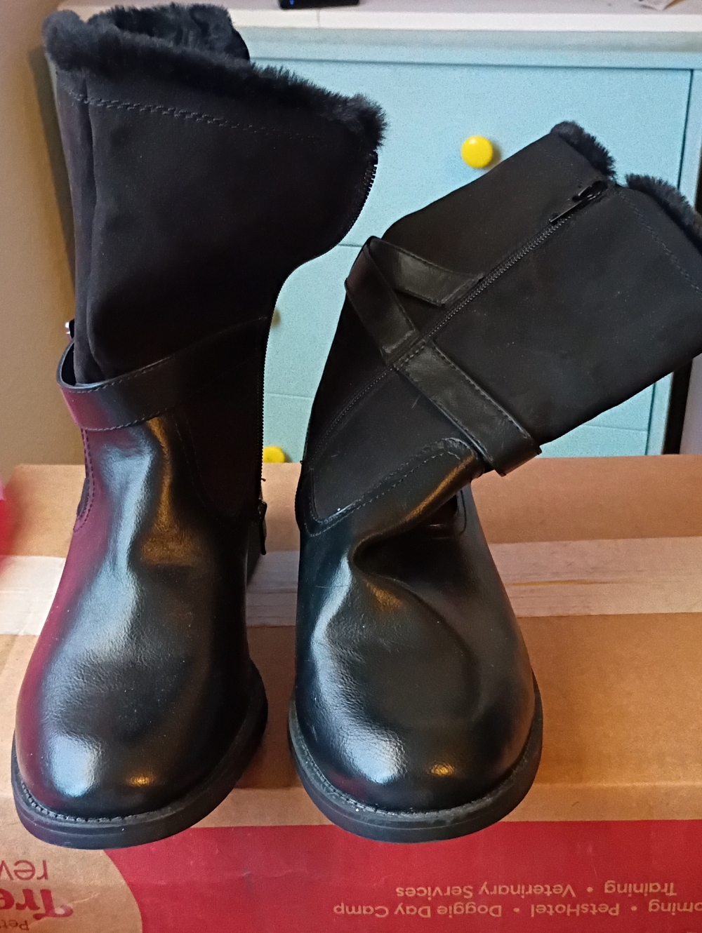 Women's Black Faux-Fur Lined Winter Boots
